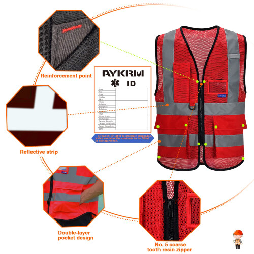 A-SAFETY Rote Netz-Reflektorweste 2