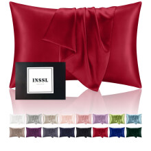 INSSL Silk Pillowcase r Women Mulberry Silk Pillowcase for Hair and Skin and Stay Comfortable and Breathable During Sleep 1 Pc(Dark Red King)
