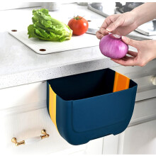 BanYakong 3L Blauw Geel Kast Hangende Prullenbak Niet-giftig Stevig Plastic Opvouwbaar Eenvoudig te installeren Bespaar ruimte Brede toepassing Garan
