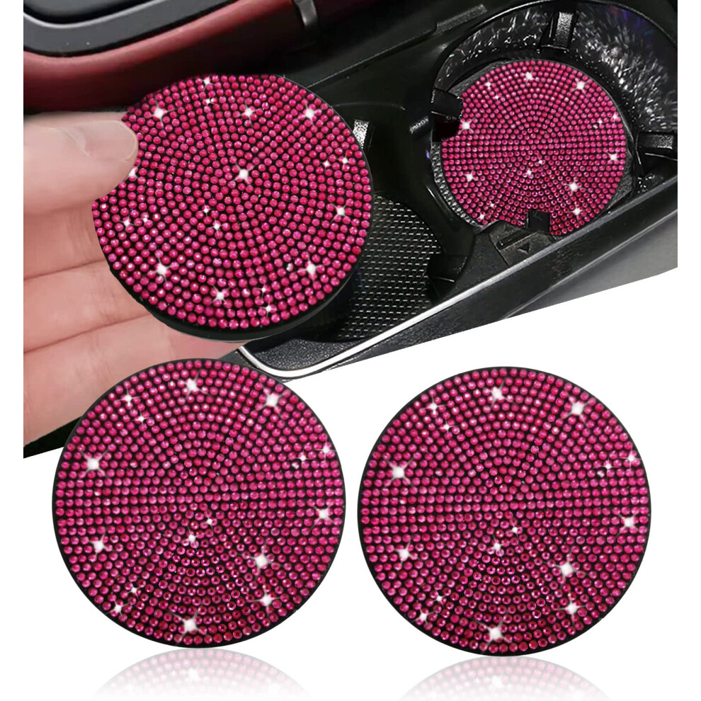 2Pcs Bling Car Cup Holder Coaster 2.75 Inch Anti-Slip Shockproof Universal Fashion Vehicle Car Coasters Insert Bling Rhinestone Auto Automotive Inter 768477866726
