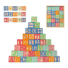 Joqutoys ABC Wooden Building Blocks for Toddlers 3 Large 40 PCS Alphabet & Number Stacking Blocks with Storage Tray Montessori Educational Lear