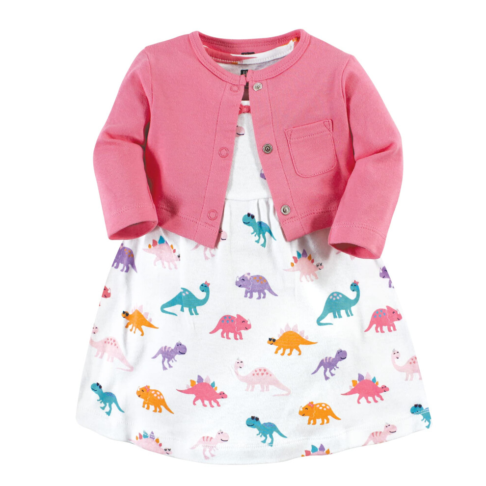 Hudson Baby Baby-M Dchen Baumwollkleid Und Strickjacke Set Cute-A-Saurus 6-9 Monate-image