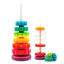 LBAIBB (1 PCS) Draaiend stapelspeelgoed Spinspeelgoed ABS-kunststof en kleur Regenboogontwerp Focus op kinderen Educatief en interactief leerstapelsp