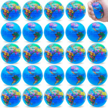 24 palline antistress a forma di globo da 2,5 pollici, palline antistress in schiuma per alleviare la pressione, bomboniere per bambini, aule sco