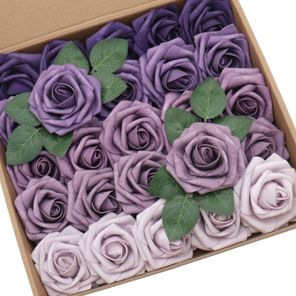 D-Seven Artificial Flower Fake Roses with Stem for DIY Wedding Bouquets Floral Arrangements Wedding Flower Backdrop Bridal Shower Baby Shower Party Ho