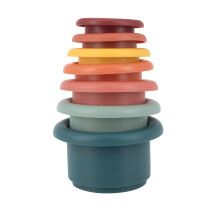 Nuby Stapelbare Becher aus weichem Silikon, interaktives Spielzeug, f rdert die Koordination, siebenteilig (Farben k nnen variieren)