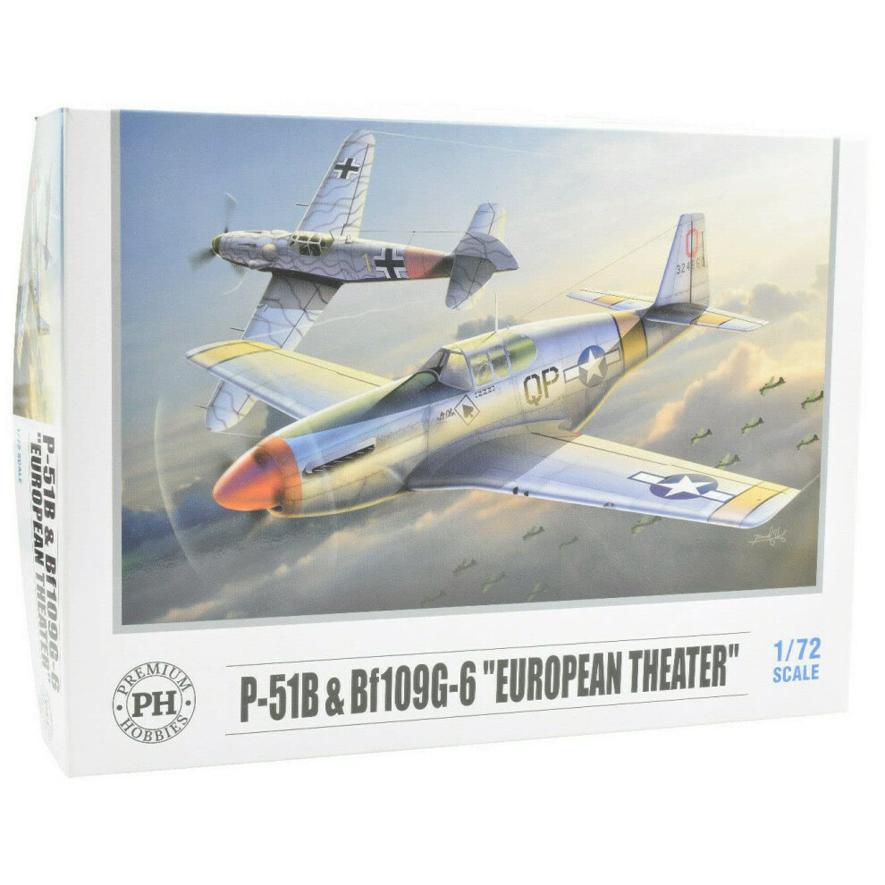 Premium Hobbies P-51B et Bf109 G-6       Th      tre europ   en       1:72, kit de maquette d'avion en plastique, pack de deux, 138 V