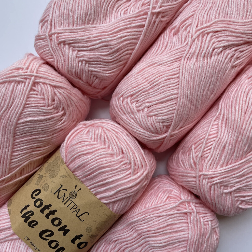 Cotton to The Core Brei- & Haakgaren, Zacht voor Baby's, (Gratis Patroon), 6 strengen, 852 yards/300 gram, Licht Worsted Gauge 3, Machinewas (Blush)