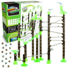 Marble Genius Marble Rails Starter Set  200 Piece Marble Run for Kids 8+ (30 Marbles  30 Rail Pieces  12 Base Pieces & More)  STEM  Full-Color Instruc
