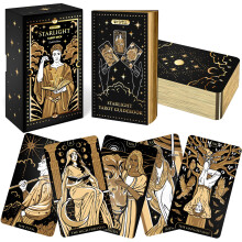 Baraja de Tarot Wyspell Gold Starlight: Cartas inspiradas en el cielo estrellado con gu a - Juego nico de cartas de tarot - Cartas de tarot para