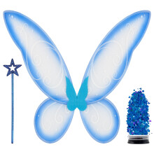 Hauskoja Blue Fairy Wings Keijusauva ja Glitterit - Keijuasusteet - Keijuasu naisille ja tytille - Keijuasusteet Cosplay