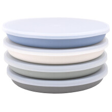 WeeSprout Bamboo Plates with Lids Set of 4 Bamboo Plates for Kids Kid-Sized Design Bamboo Kids Plates with Lids for Leftovers Dishwasher Safe