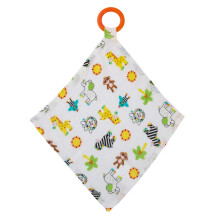 Sassy Baby Eli Elephant Zebra og Giraffe Multi-Colored Print 100% Cotton Muslin Security Baby T?ppe med Teether
