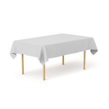 Pomp Silver 60 x 126 Premium Polyester Tablecloth Wrinkle + Stain Resistant Easy care Fabric Fits 6FT Rectangle Table