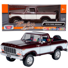 1978 Ford Bronco 1:24 Diecast Model auta SUV SUT Truck Motormax 79372 (burgundsk s blou)