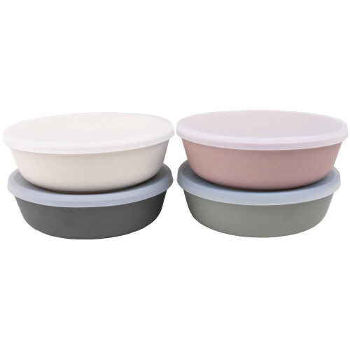 WeeSprout Tigelas de Bambu para Crianças com Tampas, Conjunto de Quatro Tigelas de 15 oz