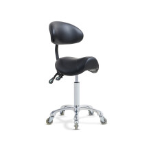 Saddle Stool Rolling Chair with Back Support Esthetician Tattoo Dental Stool Chair Lash Chairs for Eyelash Tech Massage Salon(Black with Backrest)