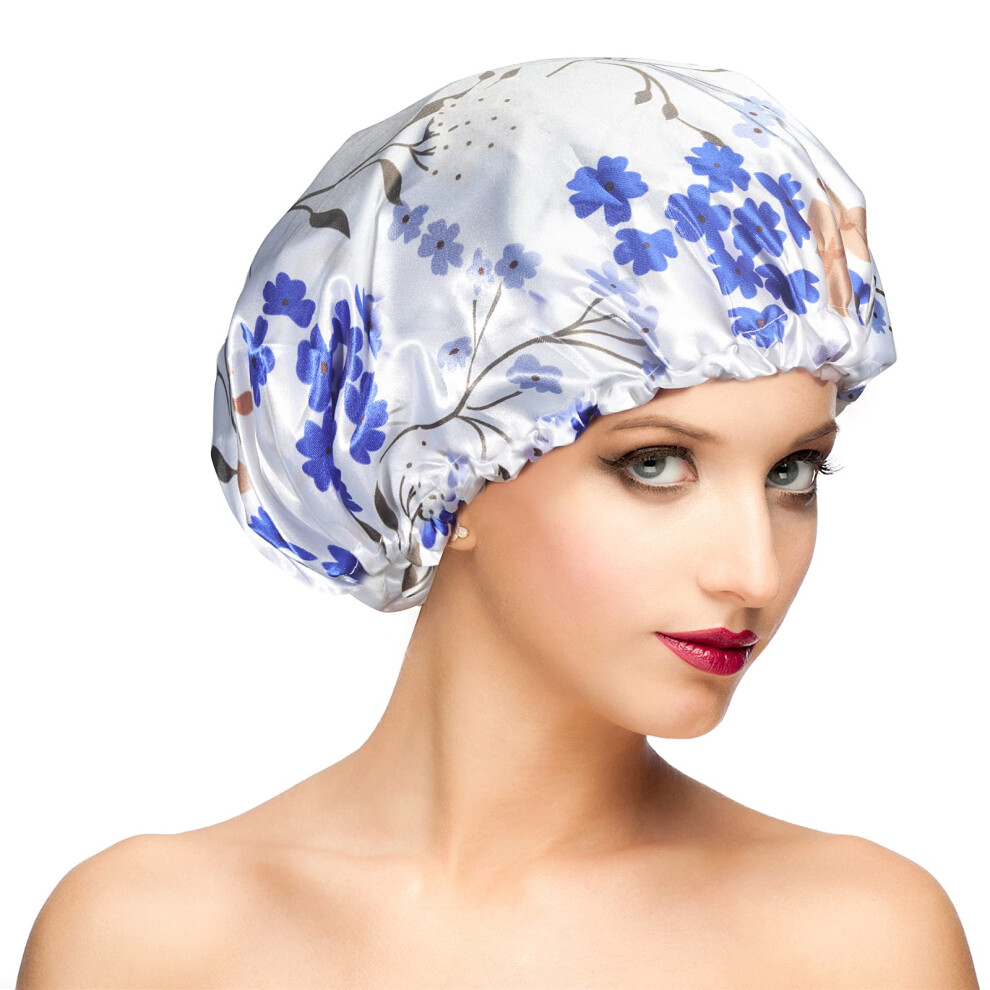 Bonnet de douche ajustable pour femme, extra large, double couche imperm   able, bonnet de bain, bonnet de douche, protection capillaire pour femme