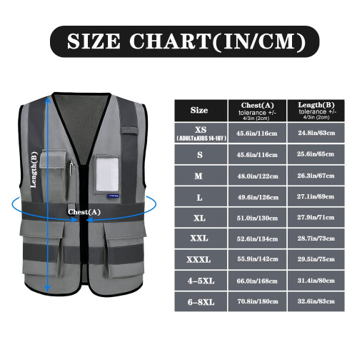 A-SAFETY 4XL 5XL γκρι γιλέκο κατασκευής 1