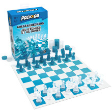 Pack & Go Schaken & Dammen Bordspel van Spin Master Games Draagbare spellen voor 2 spelers Schaakbord Schaakset voor volwassenen en kinderen vanaf 8