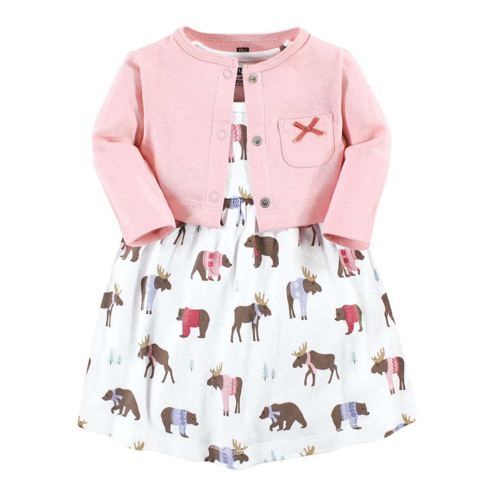 Ensemble B B Fille Hudson En Coton Et Cardigan Rose Moose Bear 0-3 Mois Robe D Contract E Rose Moose Bear 3 Mois Us-image