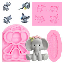 Moule de chocolat d'elephant Baby Shower Baby Elephant Silicone Fondant Moules pour bebe douche d'anniversaire Decoration de gateau safari Animal