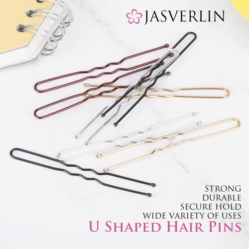 JASVERLIN U Fermagli Neri per Capelli Spessi U Pins per Chignon Accessori per Capelli 2