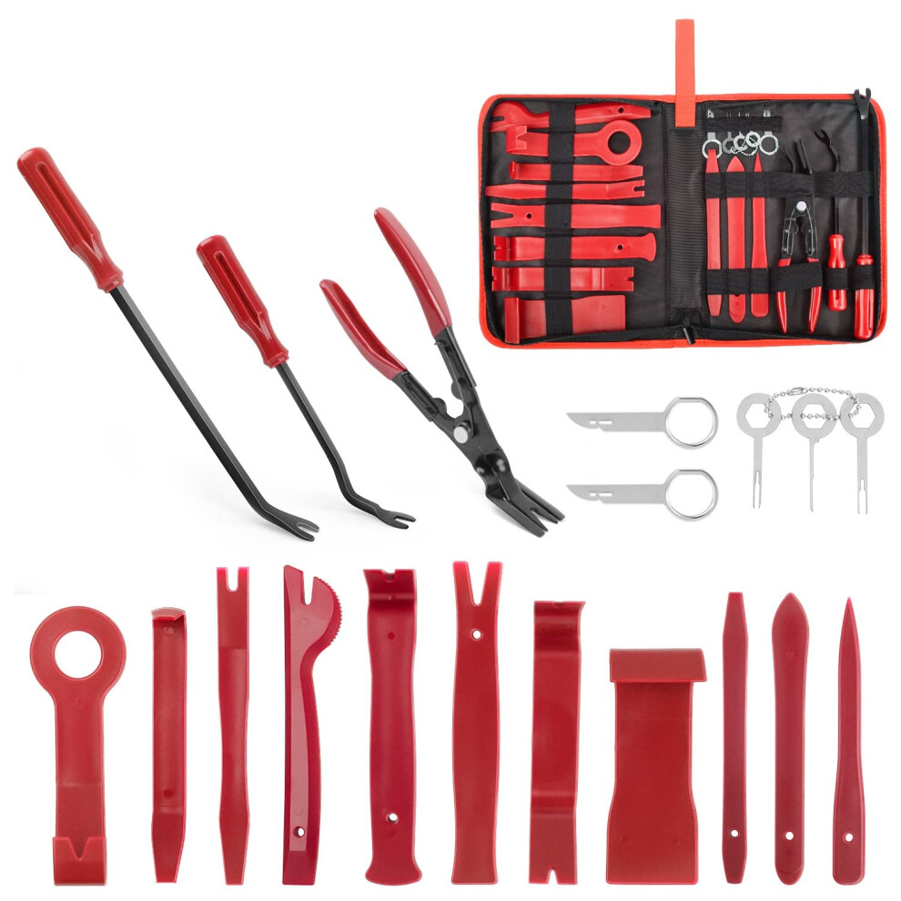 Gooacc 19Pcs Trim Removal Tool Set Panel Fastener Clips Removal Automotive Plastic Upholstery Pliers Removal Install Removal Car Tool With Storage Bag 812227037055