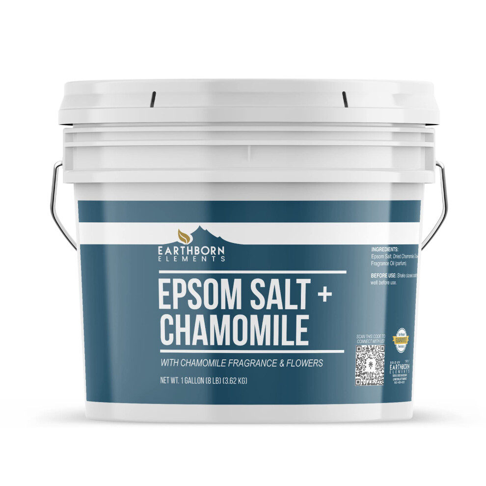Earthborn Elements Chamomile Epsom Salt 8 Lb Pure & Undiluted Soaking Salt With Fragrance & Dried Flowers