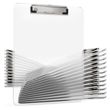 25 de pachete Clipuri de plastic transparente din plastic n vrac, cu placi cu clipuri limpezite cu profil scazut, placa de clip metalica 12,5 x