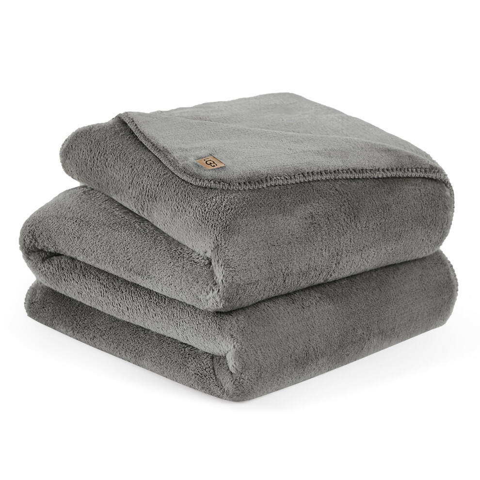 UGG 18961 Whitecap Plush Flannel Oversized Reversible Fleece Throw Blanket Comfortable Lightweight Cozy Hotel Style Home Decor Luxurious Machine Washa