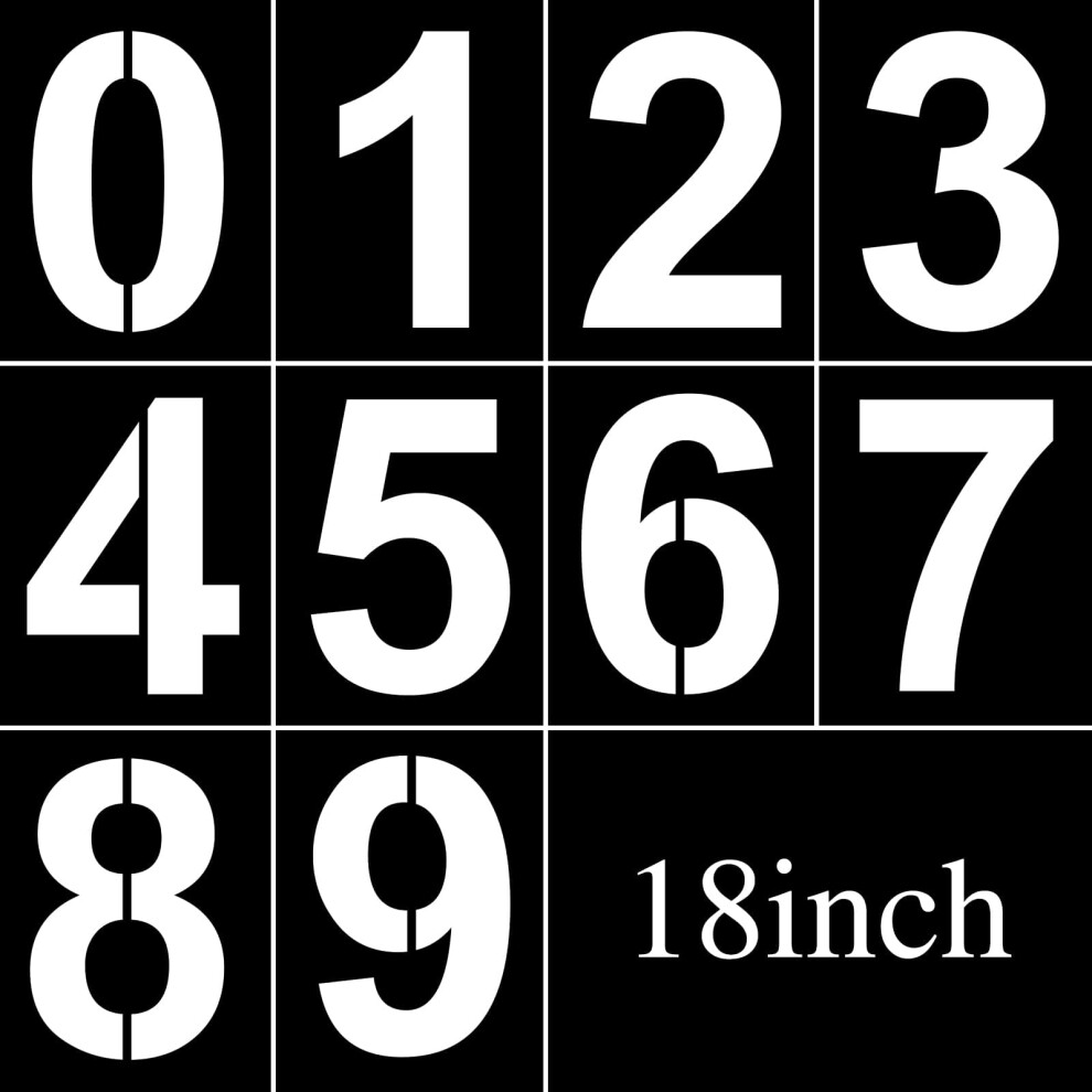 18 Inch Large Number Stencils Set 0-9 Address Number Stencil Reusable Plastic Digital Stencils Templates for Cake Stencil Address Number Painting Sten