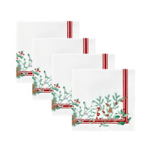 Elrene Home Fashions Toalhas de Tecido Bordeadas de Frutos Vermelhos, Decoração de Natal, 17" x 17", Conjunto de 4