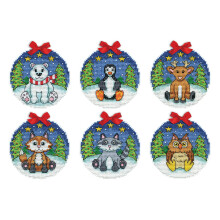 Design Works Crafts Rustieke dieren Geteld Cross Stitch Ornament Kit - Set van 6