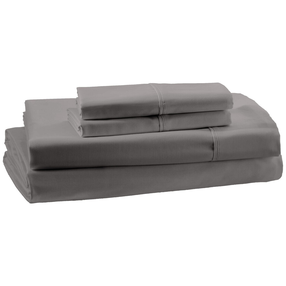 Parure de draps 100 % coton biologique 300 fils Amazon Aware - Gris fonc    pour lit double