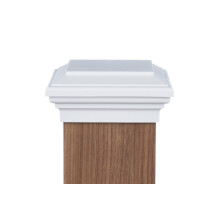 6x6 Post Cap (6.0") Vit Island Newel Platt Stil Fyrkantig Topp för Utomhus Staket, Brevlådor & Däck