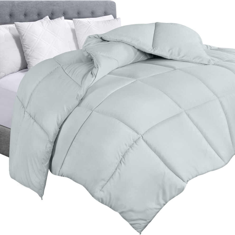 Housse de couette matelass   e Utopia Bedding avec pattes d'angle - Alternative au duvet cousu en bo   te (King size, gris clair)