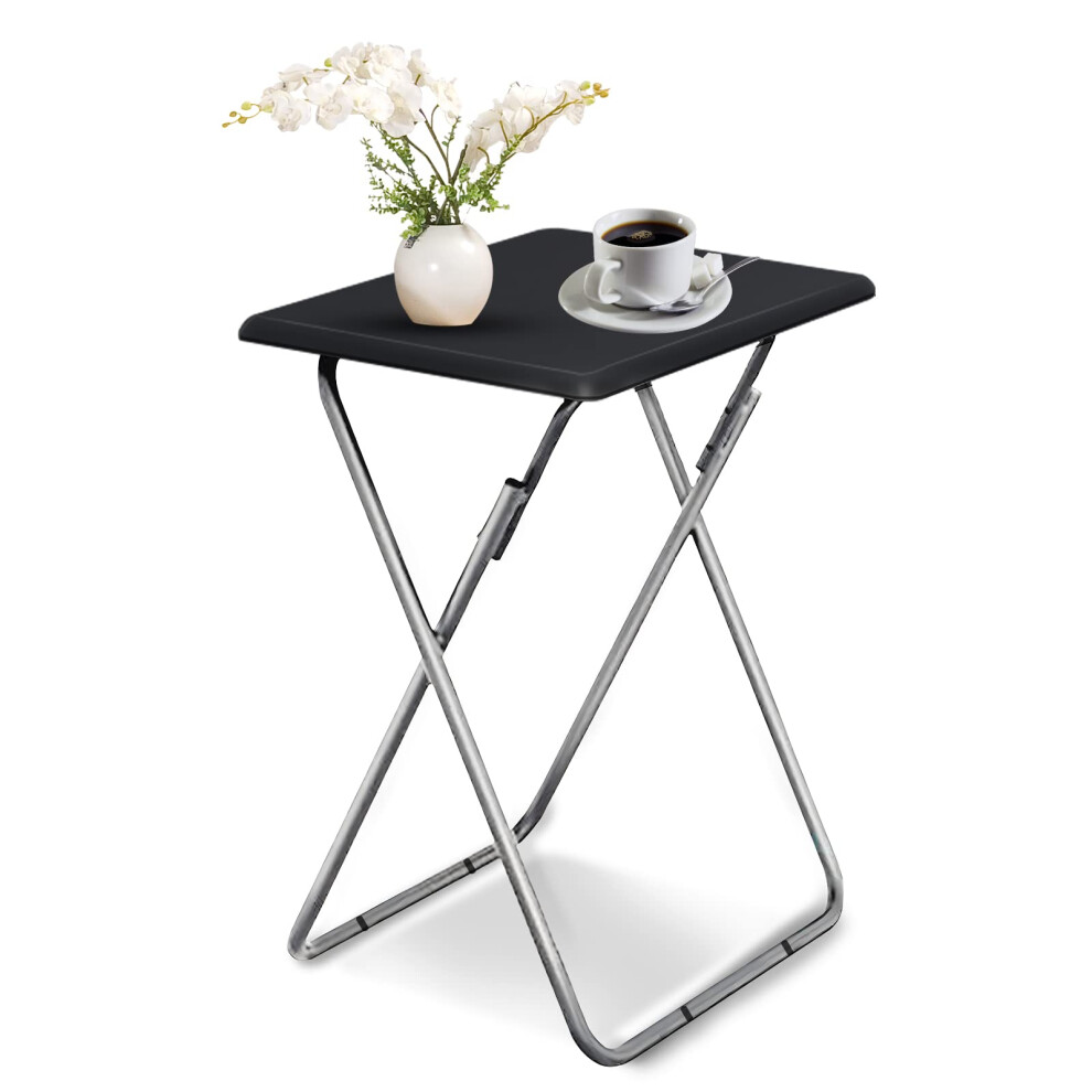 Garden 4 you Folding TV Tray Table TV Dinner Table with Sturdy MDF Top Eating Trays for Living Room with No Assembly Required  15 x 18.9 x 26 in(Black
