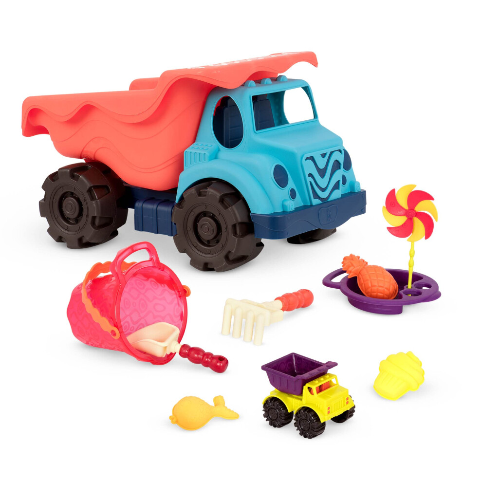 B. Toys - Grand camion-benne et jouets pour le sable - 10 jouets de plage et bac à sable - Camion, seau, pelle et plus - Ensemble de jeu d'été po