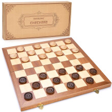 VAMSLOVE 14 tum Fällbar Trä Schack Spelset, 8x8 Klassisk Schackbräda med Förvaringsfack