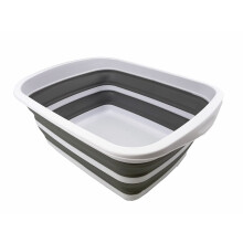 SAMMART 10L (2.6 Gallon) Sammanfallande Diskbalja-Fällbar Tvättbalja-Plastbalja (Vit/Grå)