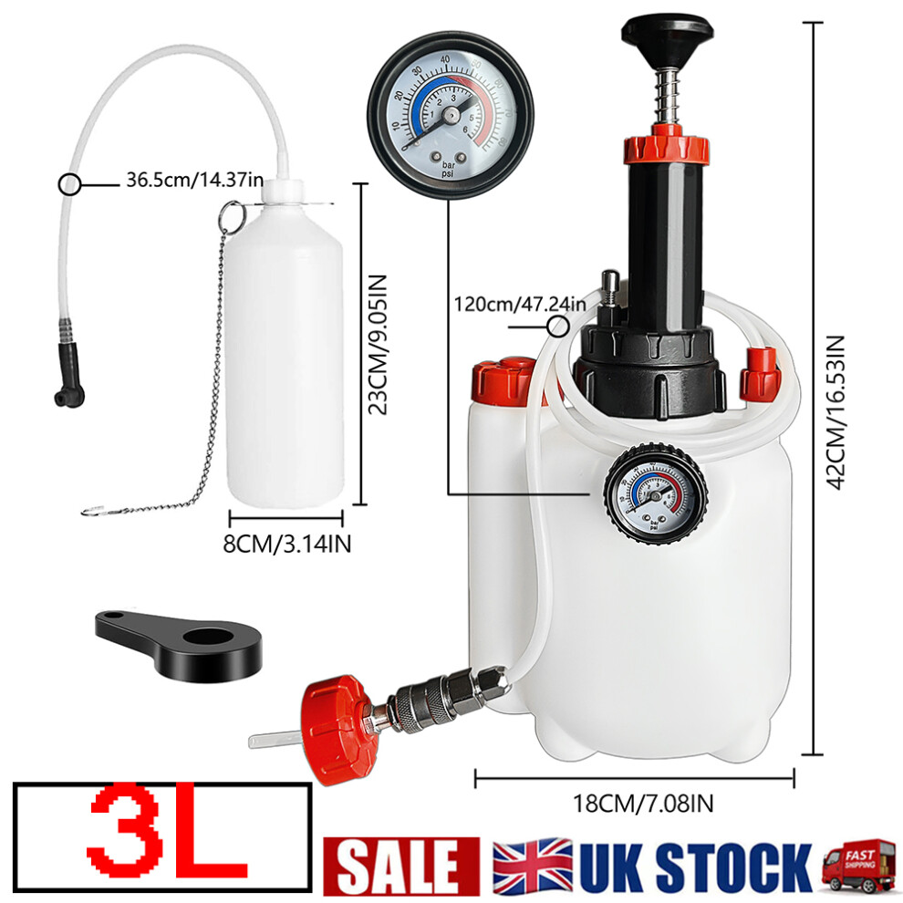 3L+1L Brake System Clutch Fluid Pressure Bleeder Bleeding Kit Car Tool 688528242968