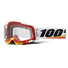 100% Racecraft 2 mountainbike- en motorcrossbril - MX- en MTB-raceveiligheidsbril (Arsham rood - heldere lens)