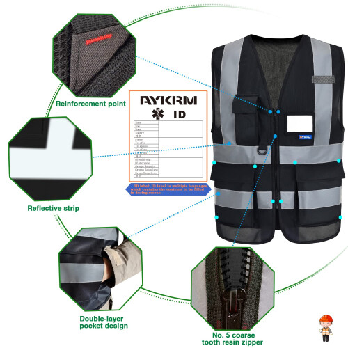 Γυναικείο μαύρο γιλέκο ασφαλείας XSmall 2
