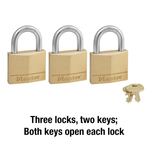Master Lock Master Lock 140TRI Λουκέτο Χαλκού με Κλειδί, 3 Τμχ, Χρυσό 2