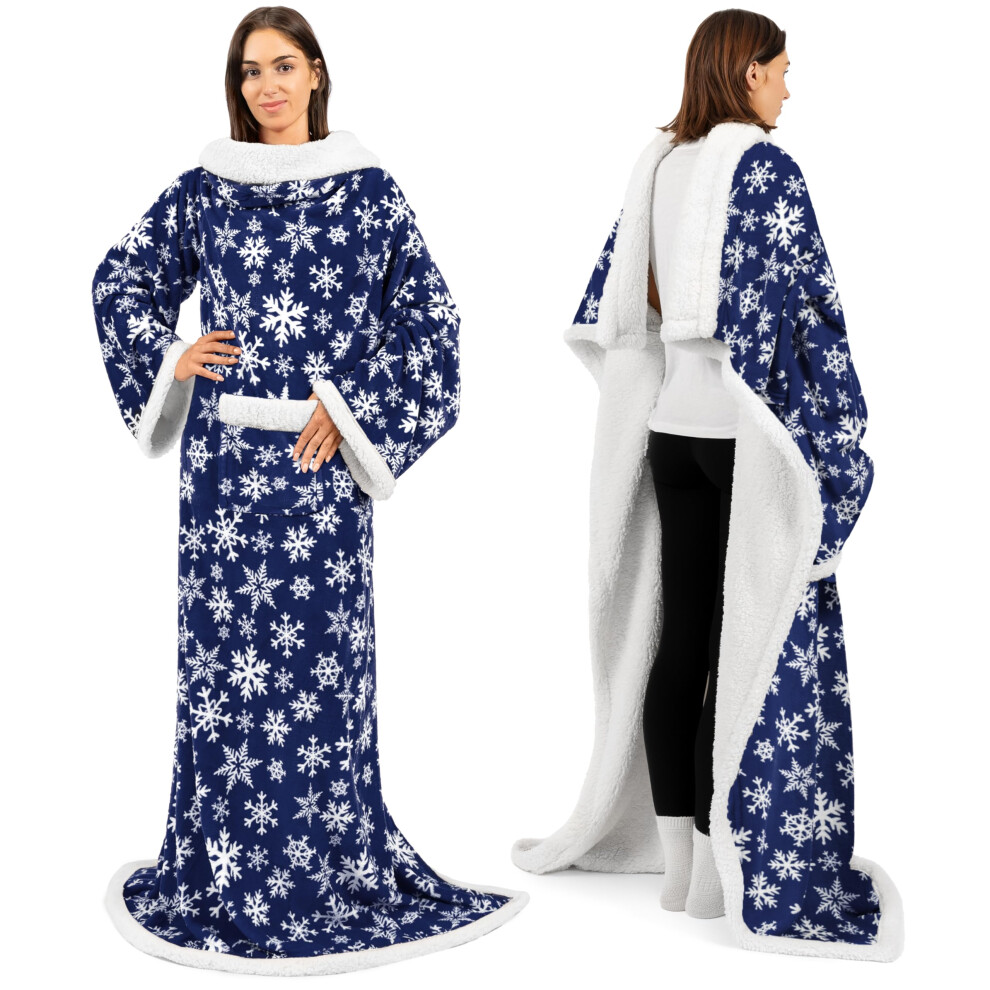 Coperta In Pile Sherpa Pavilia Con Maniche, Per Donne, Uomini E Adulti, Indossabile, Calda, Morbida, Spessa, Comoda, Con Tasca E Maniche, Per La