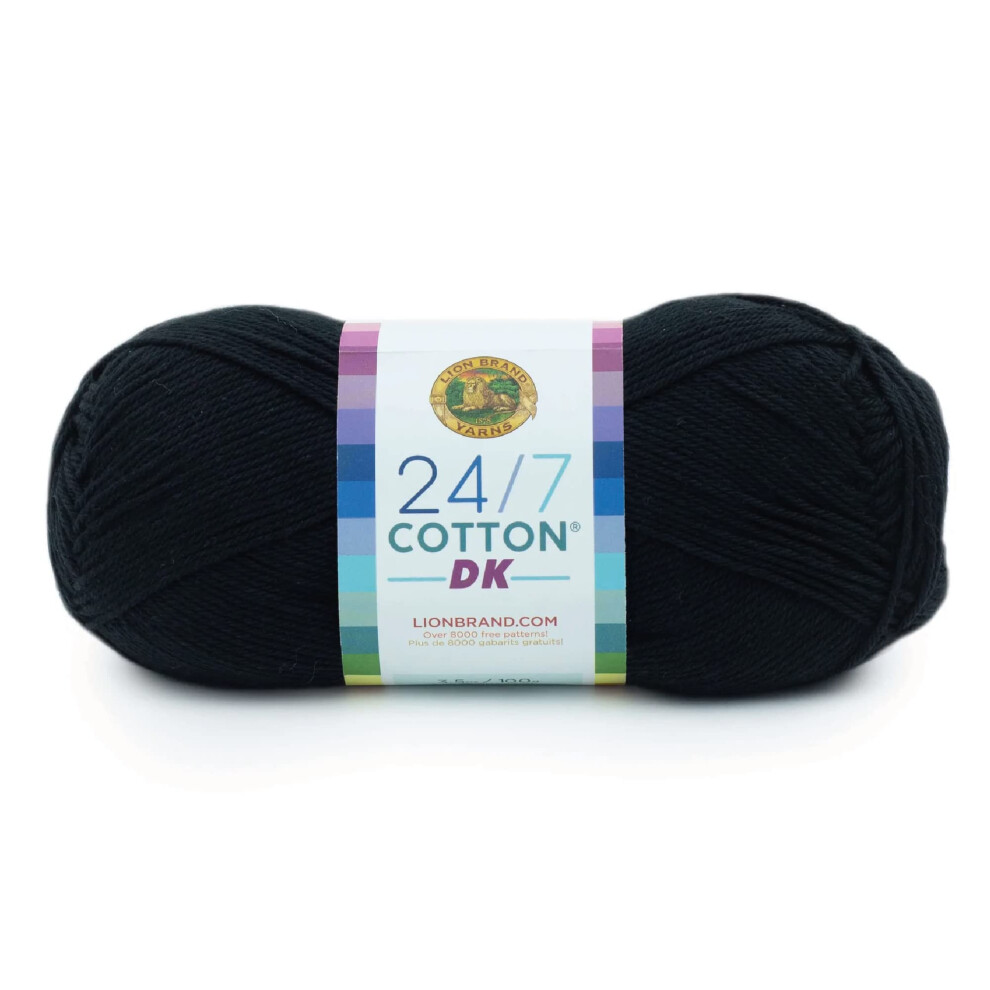 Lion Brand Yarn 24/7 Cotton DK Yarn  1 Pack  Caviar