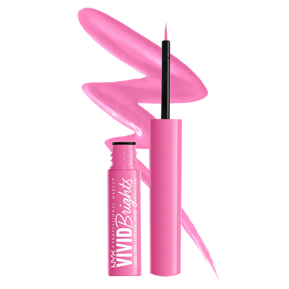NYX PROFESSIONAL MAKEUP Vivid Brights Liquid Liner  Smear-Resistant Eyeliner with Precise Tip - Don't Pink Twice