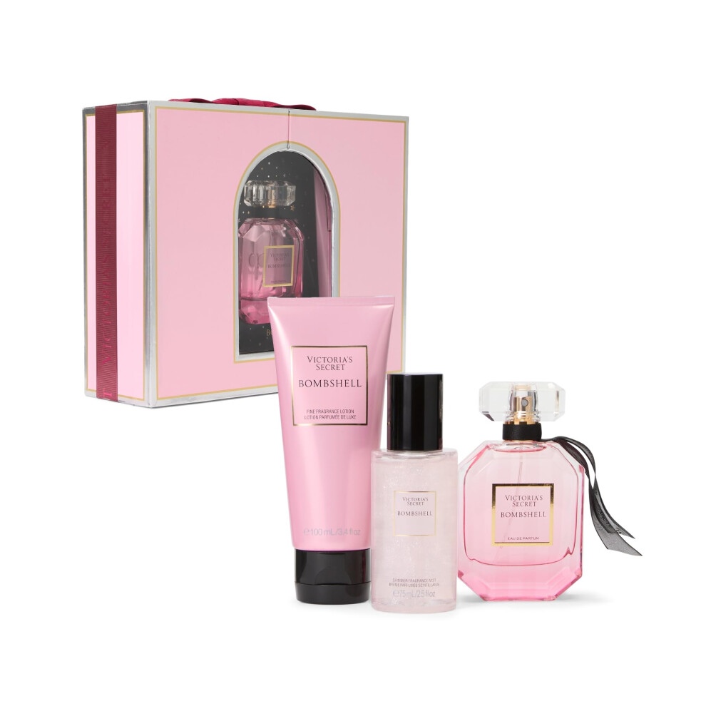 Victoria's Secret Bombshell 3 Piece Luxe Fragrance Gift Set: 1.7 oz. Eau de Parfum  Travel Lotion  & Candle