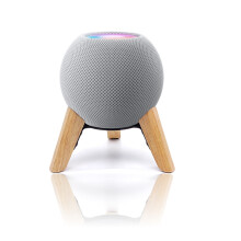 Stativ i ?gte tr? til Homepod mini tr?stativ med metalramme sikker stabil holder Montering med skridsikker silikonepude beskytter home pod mini s